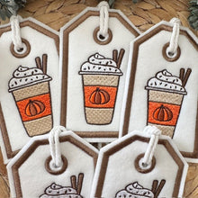 Load image into Gallery viewer, Reusable Gift Tags - Pumpkin Spice Lattes
