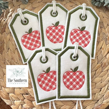 Load image into Gallery viewer, Reusable Gift Tags - Gingham Apples
