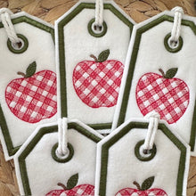 Load image into Gallery viewer, Reusable Gift Tags - Gingham Apples
