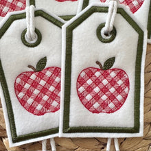 Load image into Gallery viewer, Reusable Gift Tags - Gingham Apples
