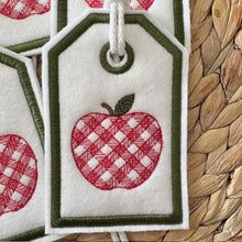 Load image into Gallery viewer, Reusable Gift Tags - Gingham Apples
