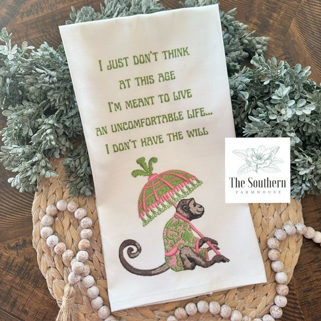 Cotton Twill PRINTED Tea Towel - The White Lotus Parker Posey Quote - Pink & Green