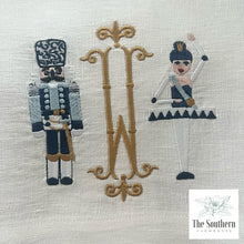 Load image into Gallery viewer, Tea Towel - Chinoiserie Nutcracker &amp; Sugarplum Fairy
