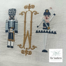 Load image into Gallery viewer, Tea Towel - Chinoiserie Nutcracker &amp; Sugarplum Fairy
