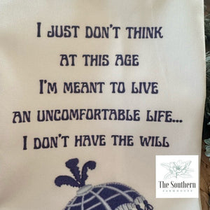 Cotton Twill PRINTED Tea Towel - The White Lotus Parker Posey Quote - Shades of Blue