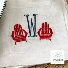 Load image into Gallery viewer, Set of 4 Embroidered Cocktail Napkins - Adirondack Chairs
