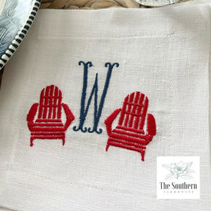 Set of 4 Embroidered Cocktail Napkins - Adirondack Chairs