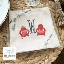 Load image into Gallery viewer, Set of 4 Embroidered Cocktail Napkins - Adirondack Chairs

