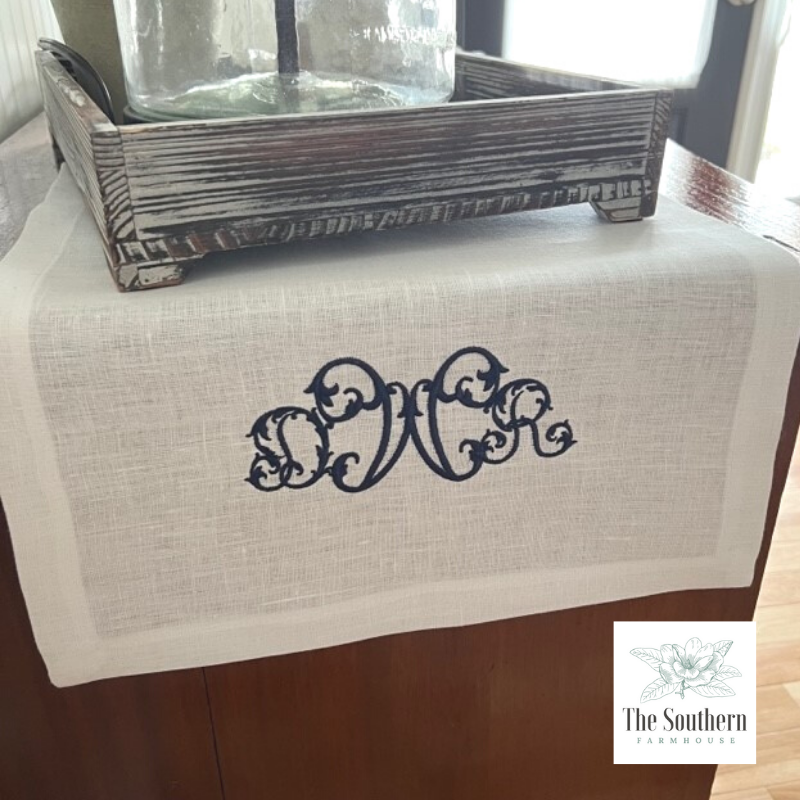 Antique Couture Monogrammed Table Runner