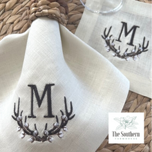 Load image into Gallery viewer, Antler &amp; Cotton Boll Monogrammed Luncheon, Dinner &amp; Cocktail Napkins
