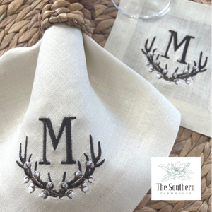 Antler & Cotton Boll Monogrammed Luncheon, Dinner & Cocktail Napkins