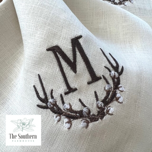 Antler & Cotton Boll Monogrammed Luncheon, Dinner & Cocktail Napkins