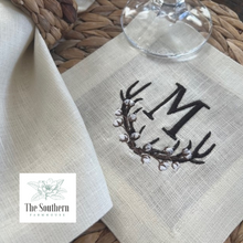 Load image into Gallery viewer, Antler &amp; Cotton Boll Monogrammed Luncheon, Dinner &amp; Cocktail Napkins
