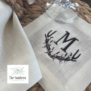 Antler & Cotton Boll Monogrammed Luncheon, Dinner & Cocktail Napkins