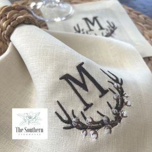 Antler & Cotton Boll Monogrammed Luncheon, Dinner & Cocktail Napkins