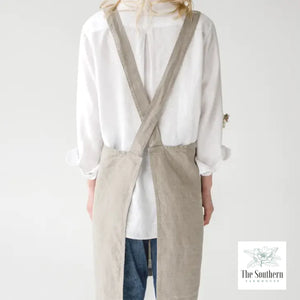 Linen Apron - Laurel Framed Monogram