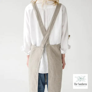 Linen Apron - Flowers & Pearls Monogram