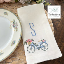 Load image into Gallery viewer, Floral Bicycle Monogrammed Luncheon, Dinner &amp; Cocktail Napkins

