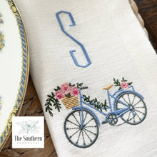 Load image into Gallery viewer, Floral Bicycle Monogrammed Luncheon, Dinner &amp; Cocktail Napkins
