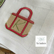 Load image into Gallery viewer, Set of 4 Embroidered Cocktail Napkins - Boat Tote Monogram
