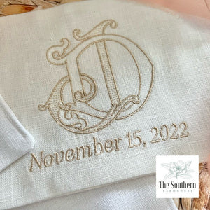 Linen Monogrammed Bouquet Wraps