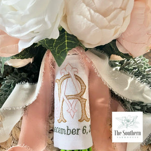 Linen Monogrammed Bouquet Wraps