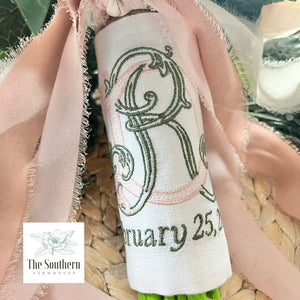 Linen Monogrammed Bouquet Wraps