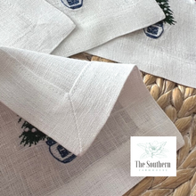 Load image into Gallery viewer, Set of 4 Embroidered Holiday Cocktail Napkins - Chinoiserie Christmas Tree 2
