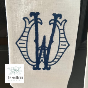 Linen Wreath/Basket Sash - Chinoiserie Lemon Tree