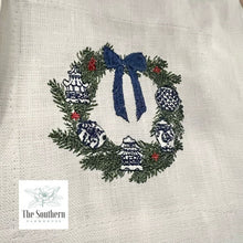 Load image into Gallery viewer, Set of 4 Embroidered Cocktail Napkins - Chinoiserie Ornament Wreath

