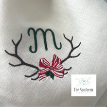 Load image into Gallery viewer, Christmas Antler Monogrammed Luncheon, Dinner &amp; Cocktail Napkins
