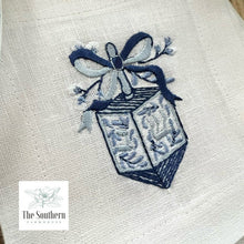 Load image into Gallery viewer, Set of 4 Embroidered Holiday Cocktail Napkins - Hanukkah Dreidel

