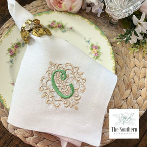 Elegant Damask Monogrammed Luncheon, Dinner & Cocktail Napkins