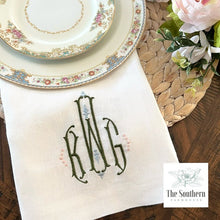 Load image into Gallery viewer, Exquisite Three Letter Monogrammed Luncheon, Dinner &amp; Cocktail Napkins
