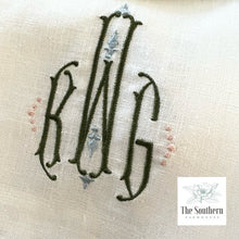 Load image into Gallery viewer, Exquisite Three Letter Monogrammed Luncheon, Dinner &amp; Cocktail Napkins
