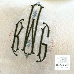 Exquisite Three Letter Monogrammed Luncheon, Dinner & Cocktail Napkins