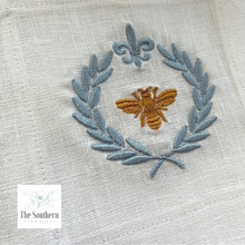 Load image into Gallery viewer, Set of 4 Embroidered Cocktail Napkins - French Bee
