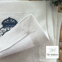 Load image into Gallery viewer, Set of 4 Embroidered Cocktail Napkins - Ginger Jar Monogram

