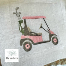 Load image into Gallery viewer, Set of 4 Embroidered Cocktail Napkins - Golf Cart
