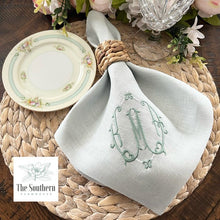 Load image into Gallery viewer, Louisa Three Letter Monogrammed Luncheon, Dinner &amp; Cocktail Napkins
