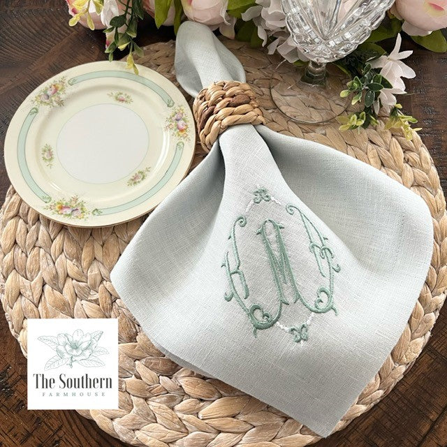 Louisa Three Letter Monogrammed Luncheon, Dinner & Cocktail Napkins