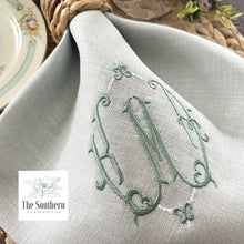 Load image into Gallery viewer, Louisa Three Letter Monogrammed Luncheon, Dinner &amp; Cocktail Napkins
