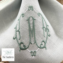 Load image into Gallery viewer, Louisa Three Letter Monogrammed Luncheon, Dinner &amp; Cocktail Napkins
