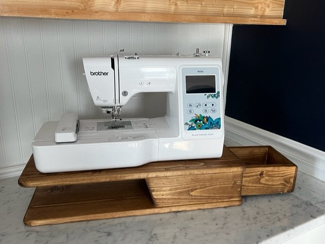 Solid Wood Embroidery or Sewing Machine Riser With Drawer - Free Arm Stand For Sewing/Embroidery Machines