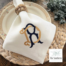 Load image into Gallery viewer, Two Letter Intertwined Filled Monogram Chic Luncheon, Dinner &amp; Cocktail Napkins
