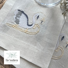 Load image into Gallery viewer, Set of 4 Embroidered Christmas Cocktail Napkins - Nutcracker Swan
