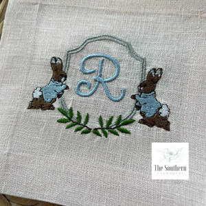 Set of 4 Embroidered Cocktail Napkins - Peter Rabbit Monogram