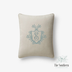 Linen Pillow Cover - Laurel Crest Monogram