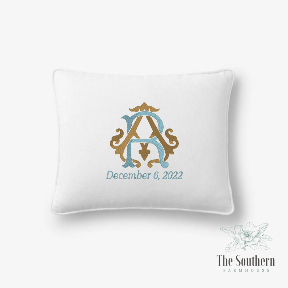 Linen Pillow Cover - Intertwined Monogram