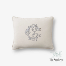 Load image into Gallery viewer, Linen Pillow Cover - Vintage Vine Monogram
